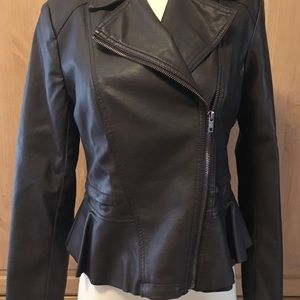 INC Faux Leather Jacket, Dark Brown, Size S